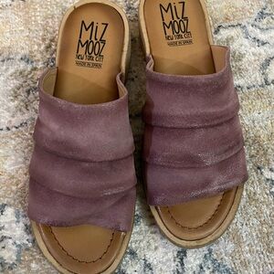 Miz Mooz Leather Heeled Mules Mali Lavender 7.5